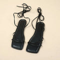 Women's flat sandals with ankle ring bandage cloth and front lace-up design in three colours