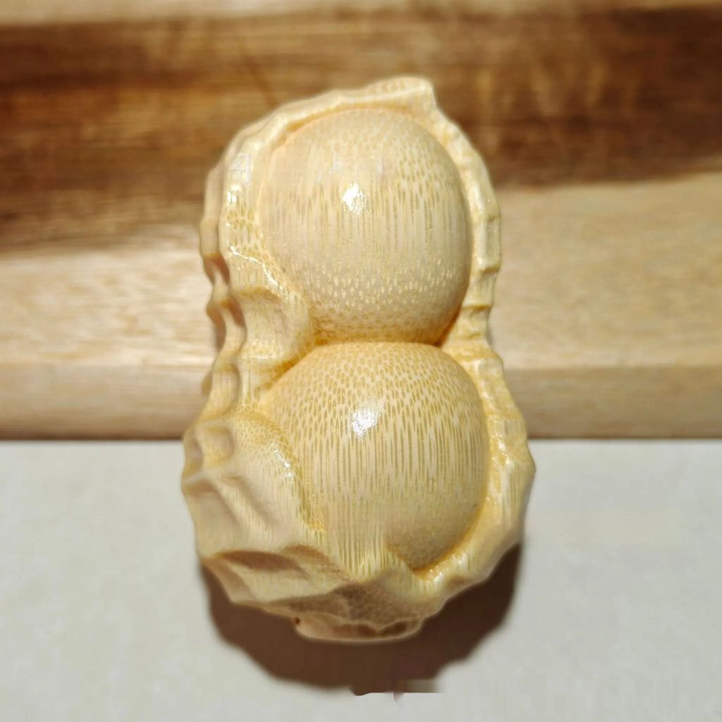 Natural bamboo carving peanut ornament with modern simplicity style and symbolic message