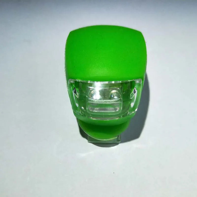 LED bike safety light with flexible silicone body and clip-on attachment in multiple colours