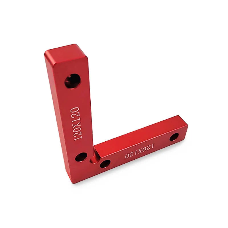 Aluminium right angle positioning block for woodworking jigsaw fixture with accurate scale