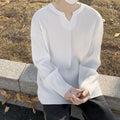 Plus size striped texture draping pullover top in gray, loose fit long sleeve blouse for women