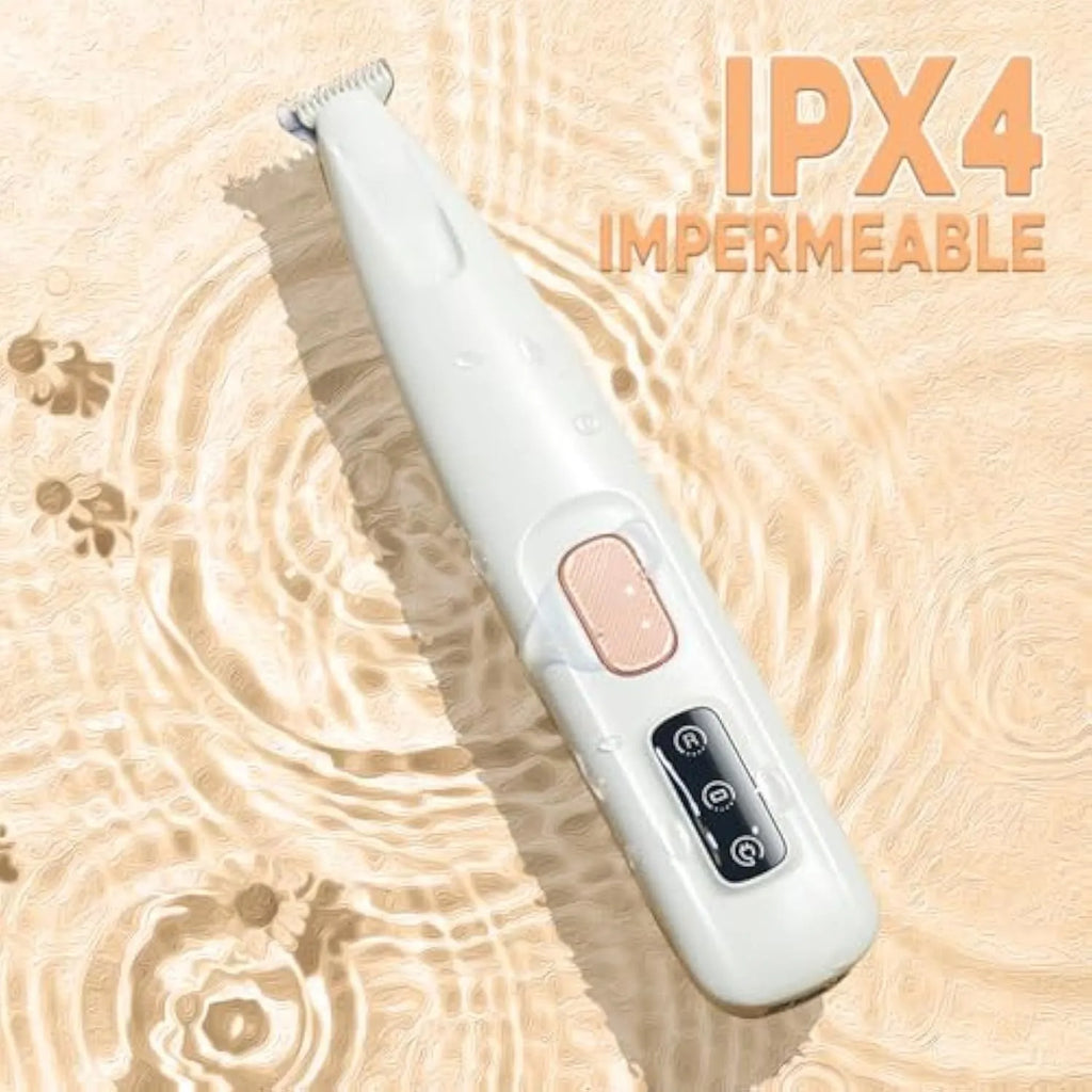 White dog paw trimmer with LED light and rechargeable USB cable