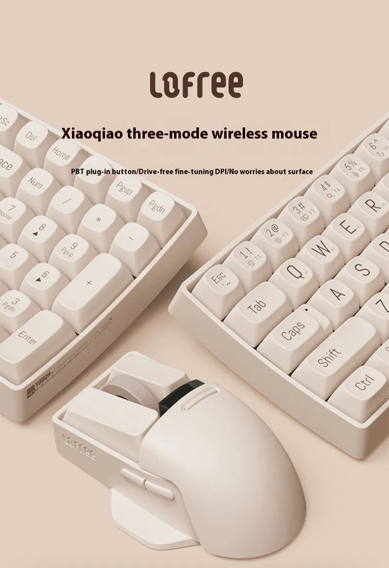 Xiaoqiao Tofu colour wireless mouse with 7 buttons and scroll wheel on plain background