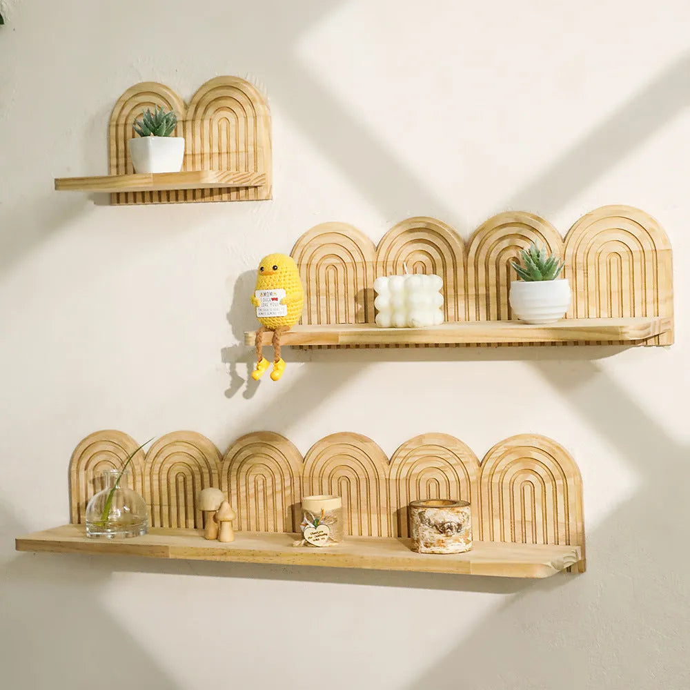 Multi-layer creative solid wood wall flower pot storage rack for home decoration with several tiers
