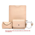 Four-piece set of brown imitation leather lock edge laptop liner bags for MacBook protection.