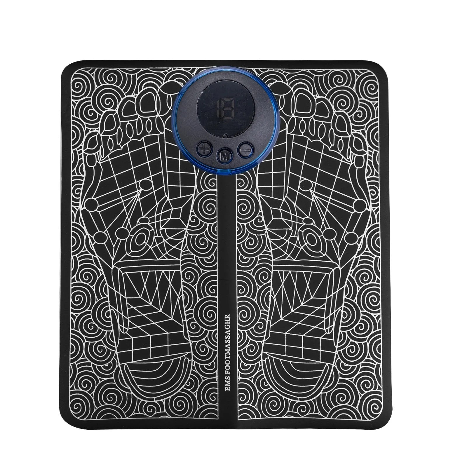 Pulse micro-current intelligent remote control foot massage cushion with LCD display and wireless remote in English style colour