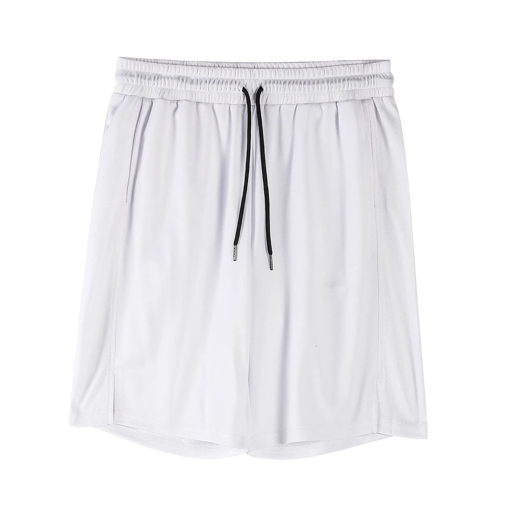 Men's quick-drying mesh shorts in black and white with elastic waist and loose fit