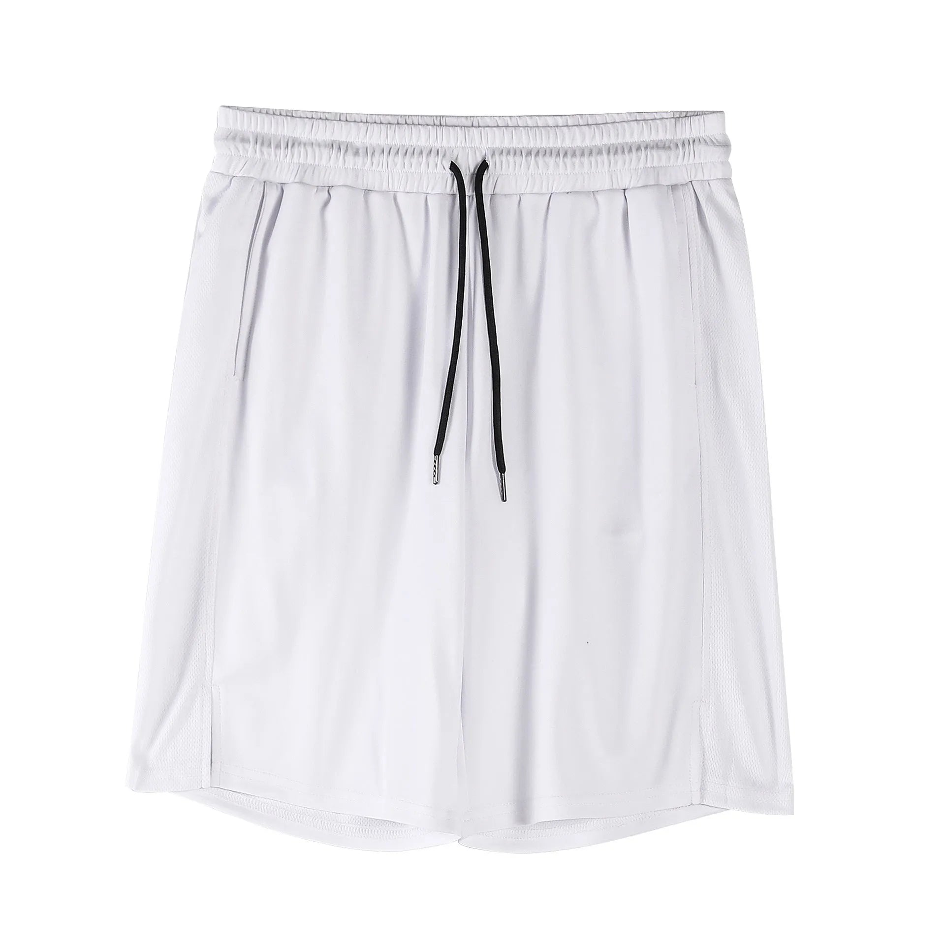 Men's quick-drying mesh shorts in black and white with elastic waist and loose fit