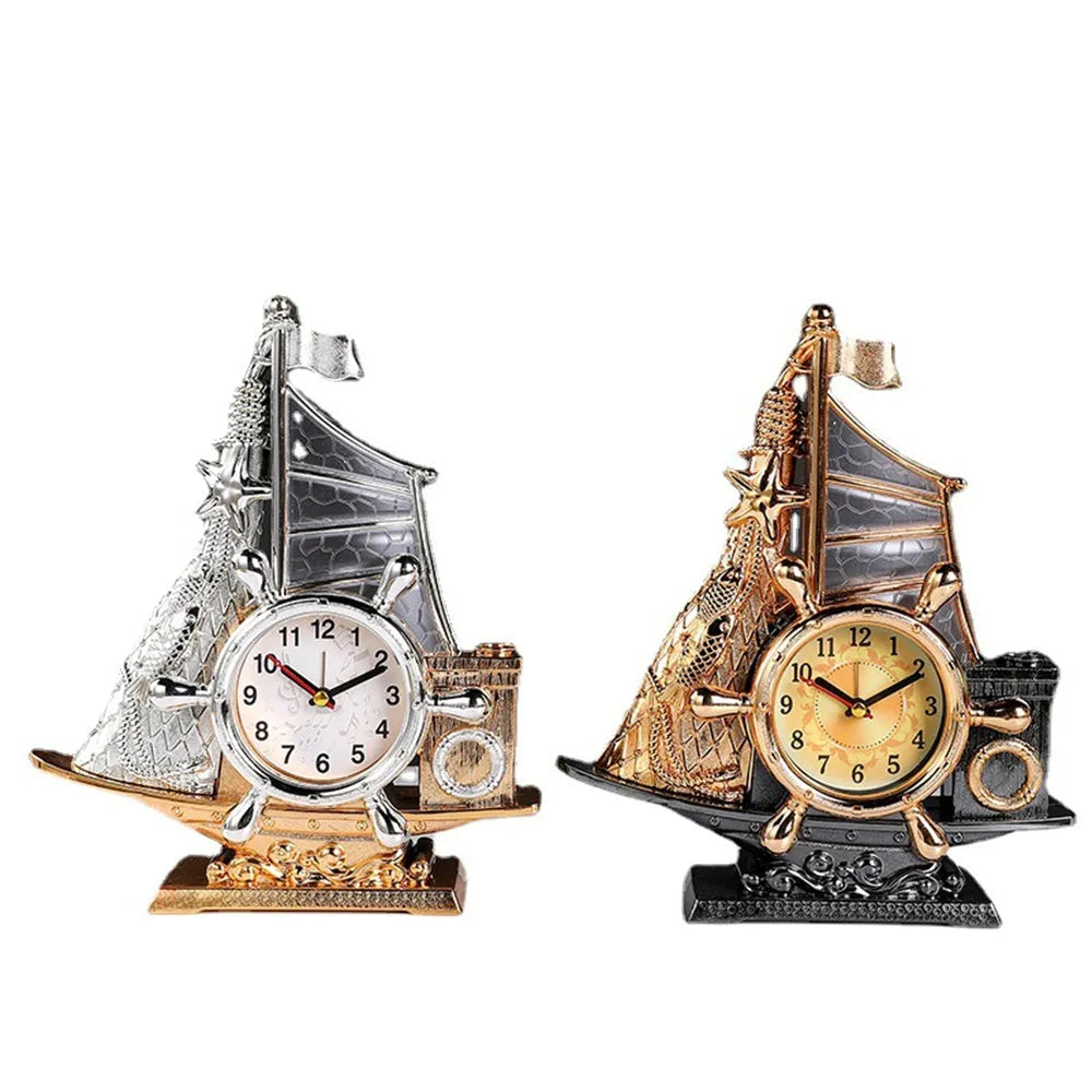 Plastic alarm clock with gold finish, compact size for bedroom use