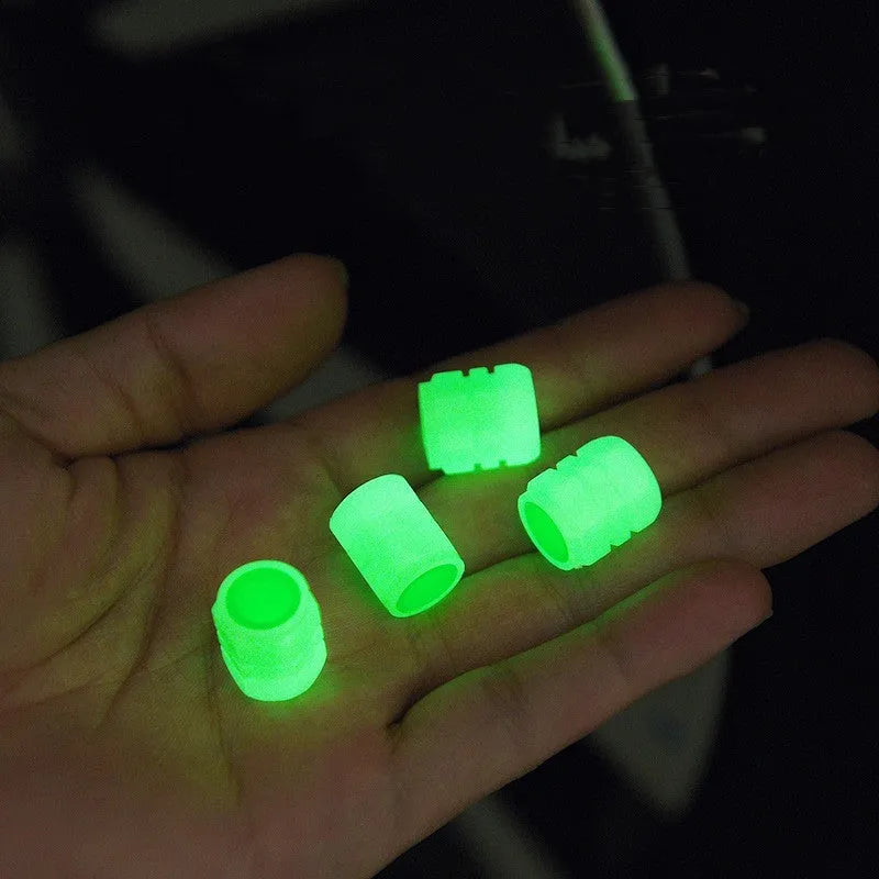 Car luminous valve caps with rubber construction and glowing mechanism