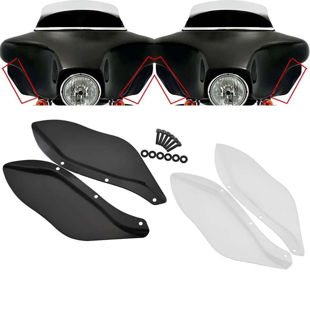 Harley-Davidson Touring motorcycle side wing head covers in black and transparent ABS plastic