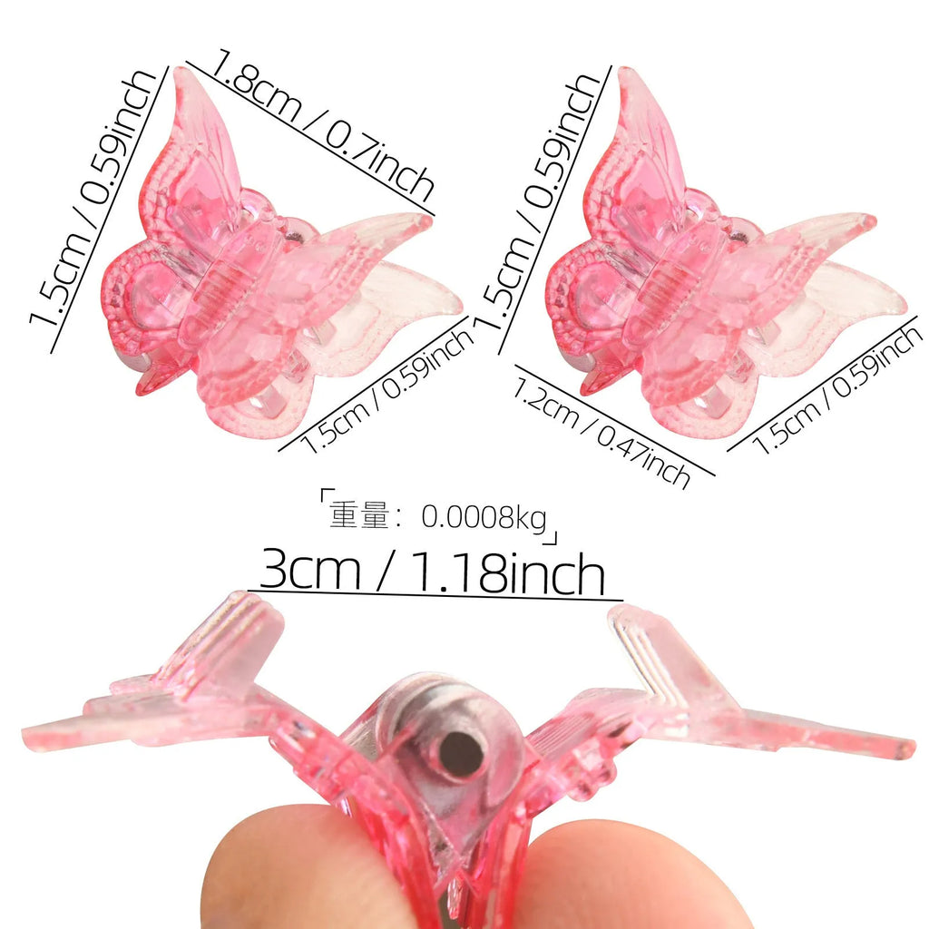 Glitter mini butterfly hair claw clips set of 50 in assorted colours, small size 0.6 inches, Y2K hair accessories
