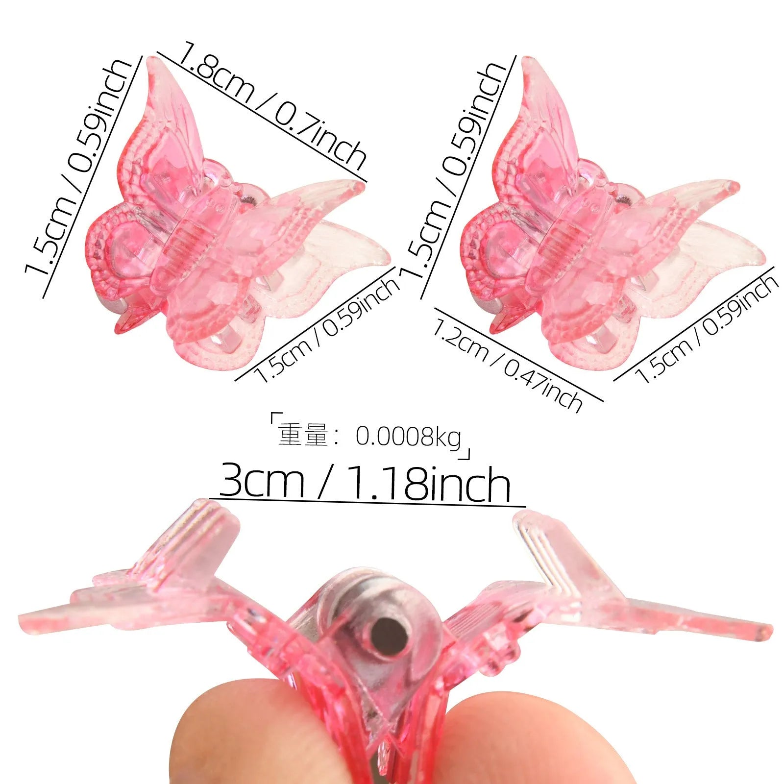 Glitter mini butterfly hair claw clips set of 50 in assorted colours, small size 0.6 inches, Y2K hair accessories
