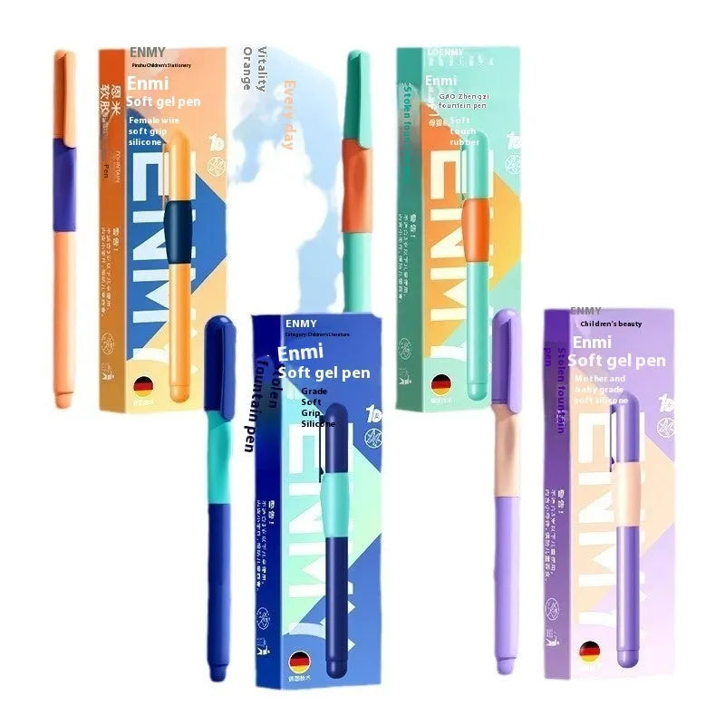 Blue plastic student posture correction pen in box packaging