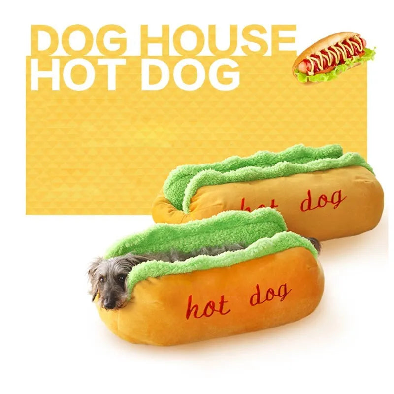 Hot dog bed pet winter bed with soft flannelette surface and removable cover in multiple sizes