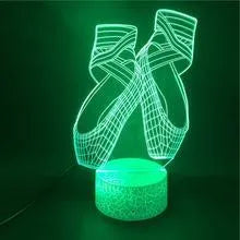 3D ballet shoe night light with colourful LED illumination and remote control