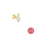 S925 sterling silver flat column threaded ear bone stud in a gold electroplated finish.