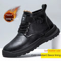 Men's black high-top Martin platform boots with velvet-like PU upper and chunky rubber sole.