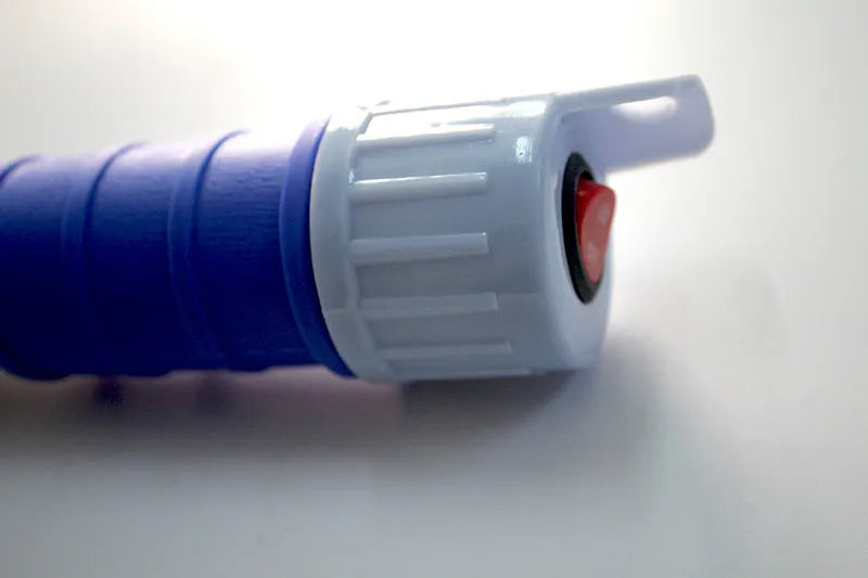 Blue manual hand pump for fuel and oil transfer with hoses