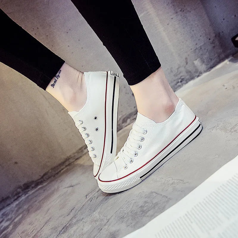Women's casual canvas shoes in solid colours available in multiple sizes