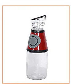 500ml high white glass measurable oil bottle with slim 8x28.5cm shape on kitchen countertop