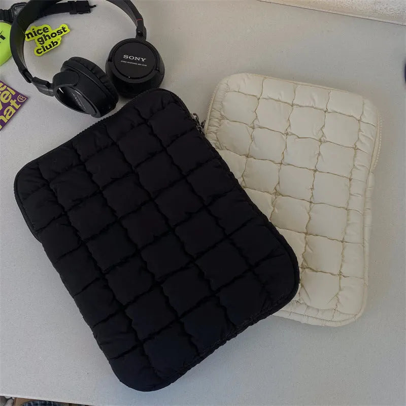 Large capacity nylon laptop bag in black with laptop inside, unisex design for 11-15.6 inch devices