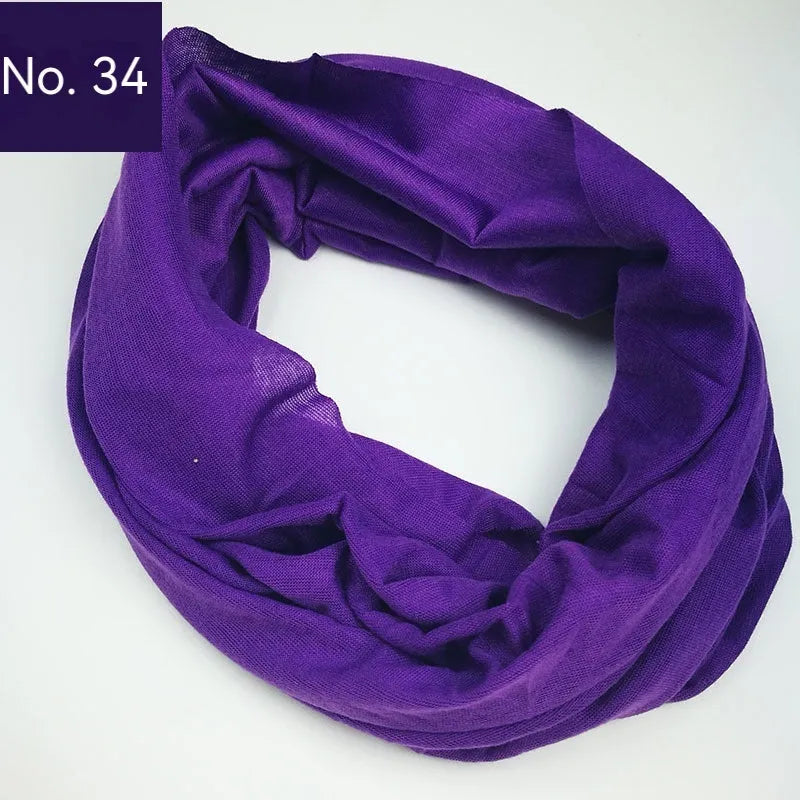 Polyester magic headscarf for outdoor sports shown in multiple colours on free size mannequin