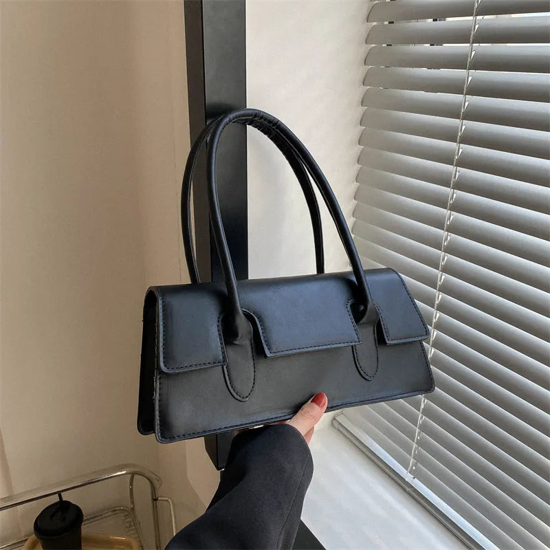 Women's retro style small square shoulder bag with document pocket and single strap in four colour options