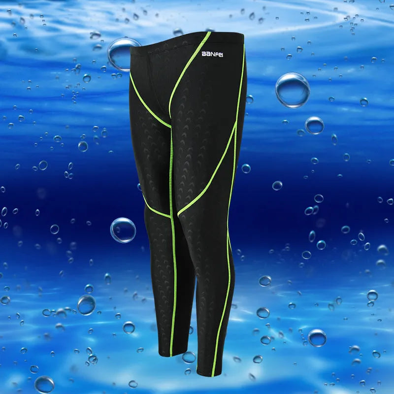 Men's nylon cropped swimming trunks in various colour options with contrasting lines