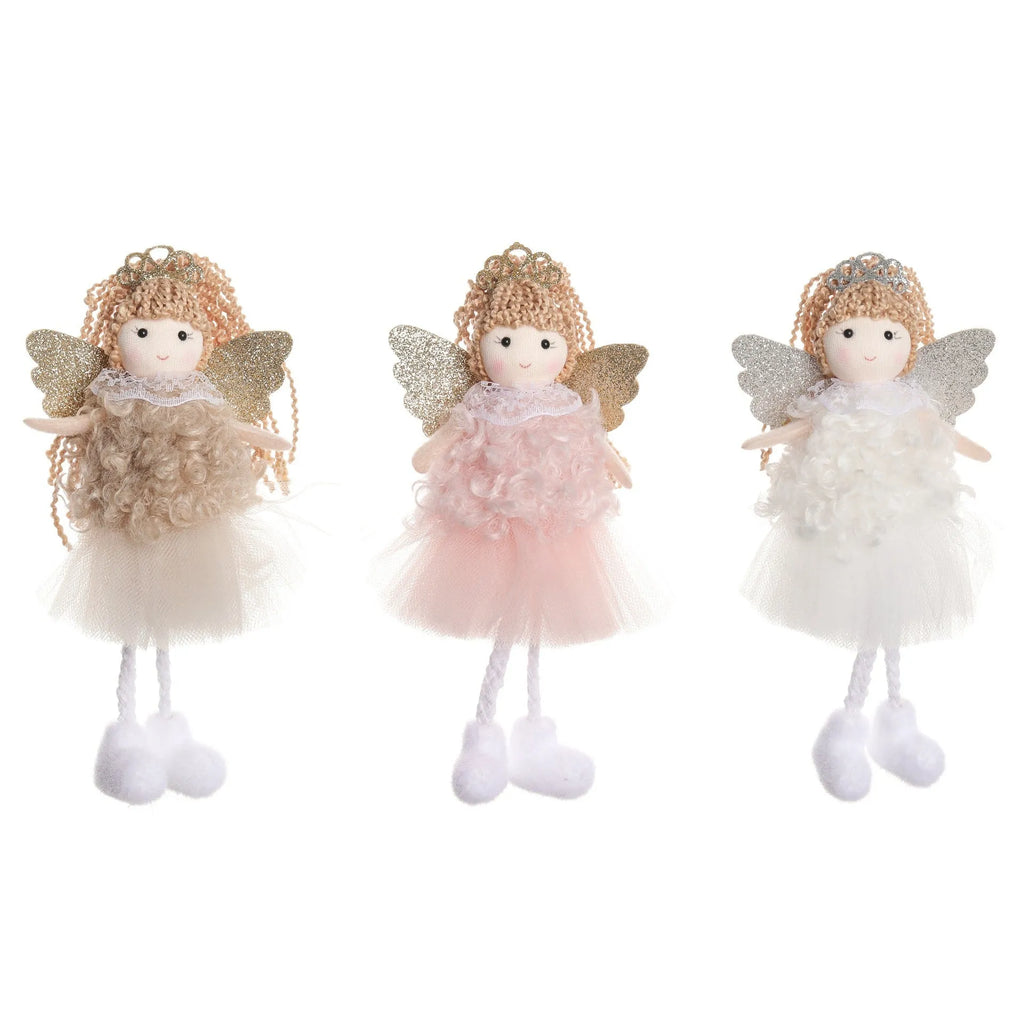 Cartoon-style Christmas angel fabric crown hair pendant for a girl's high ponytail.