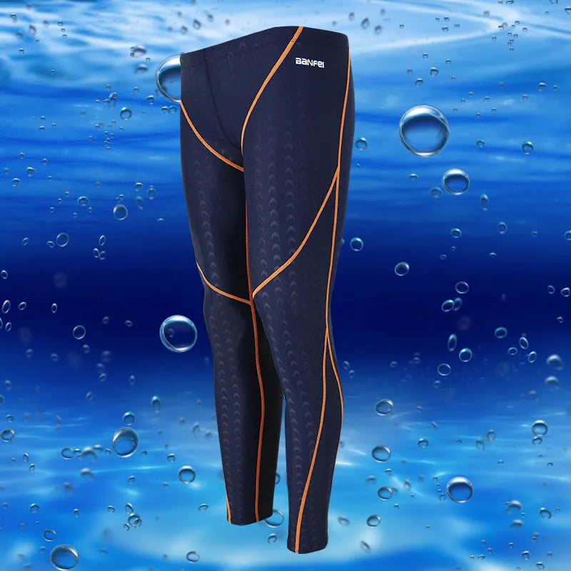 Men's nylon cropped swimming trunks in various colour options with contrasting lines