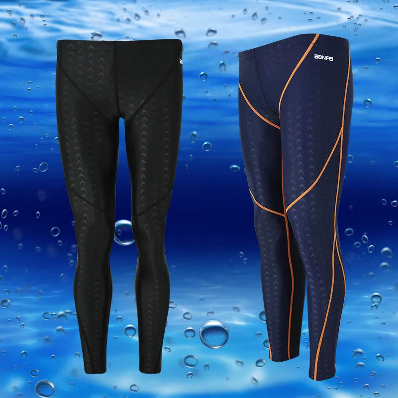 Men's nylon cropped swimming trunks in various colour options with contrasting lines