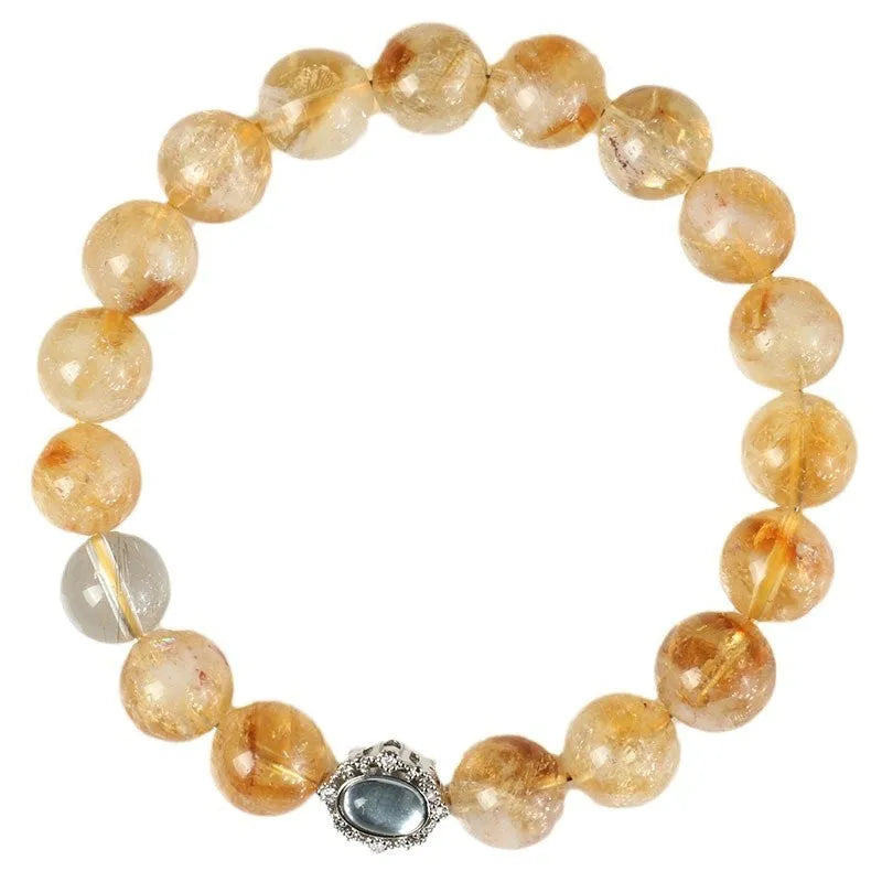 Citrine crystal bracelet with geometry-shaped 10mm beads