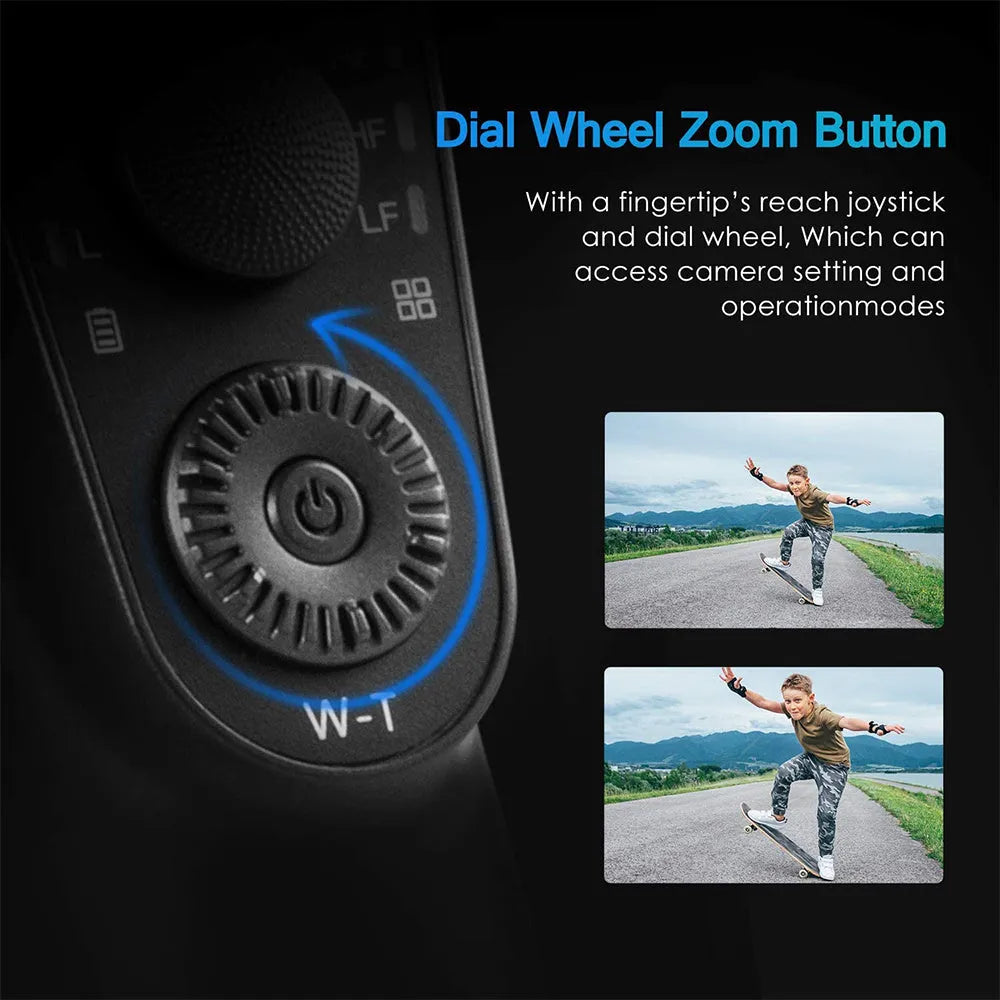 Black three-axis handheld gimbal stabilizer for mobile phones with tripod accessory
