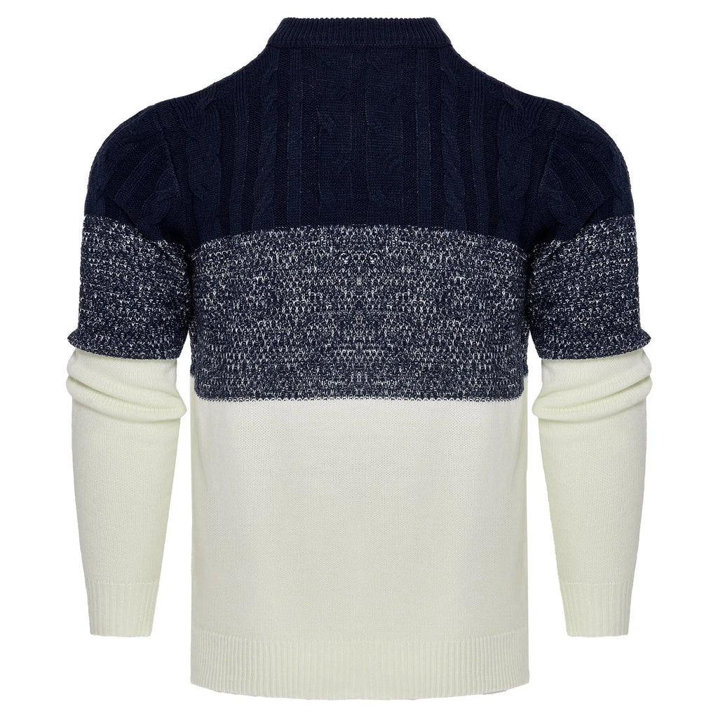 Men's acrylic knitted long-sleeve pullover sweater in three style variations