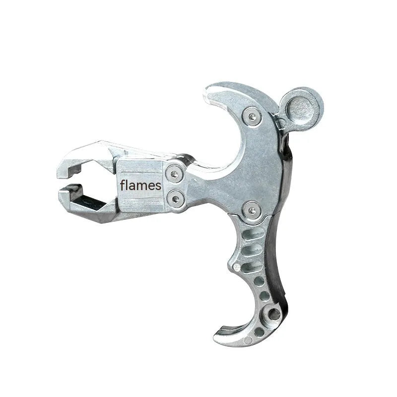 Alloy archery release aid with two-axis harpoon clip mechanism