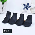 Rubber foot strap waterproof pet boots for dogs in black latex with non-slip sole