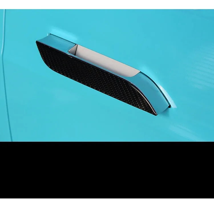 Carbon fibre door handle protection stickers for Tesla Model S in four-piece anti-scratch kit