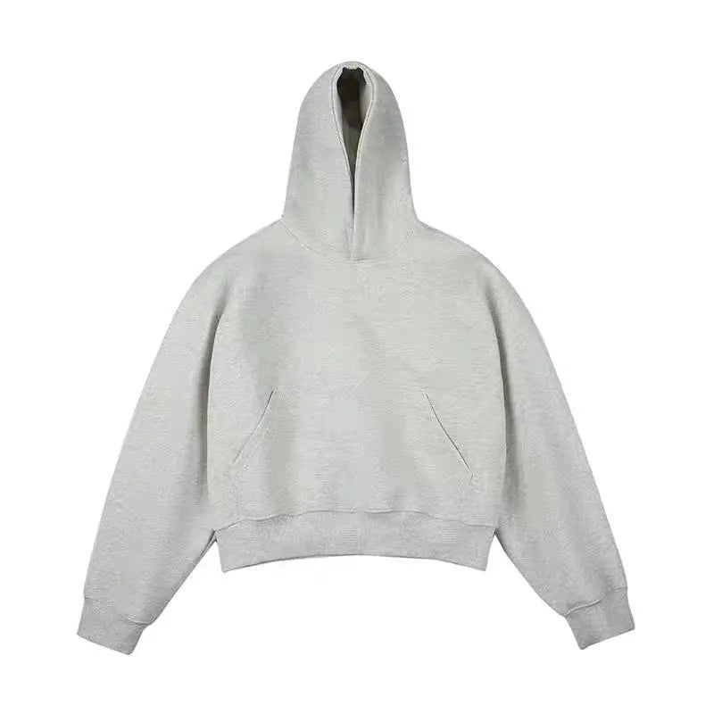 Short Chinese cotton silver fox velvet hooded sweater with removable hood in black, front view