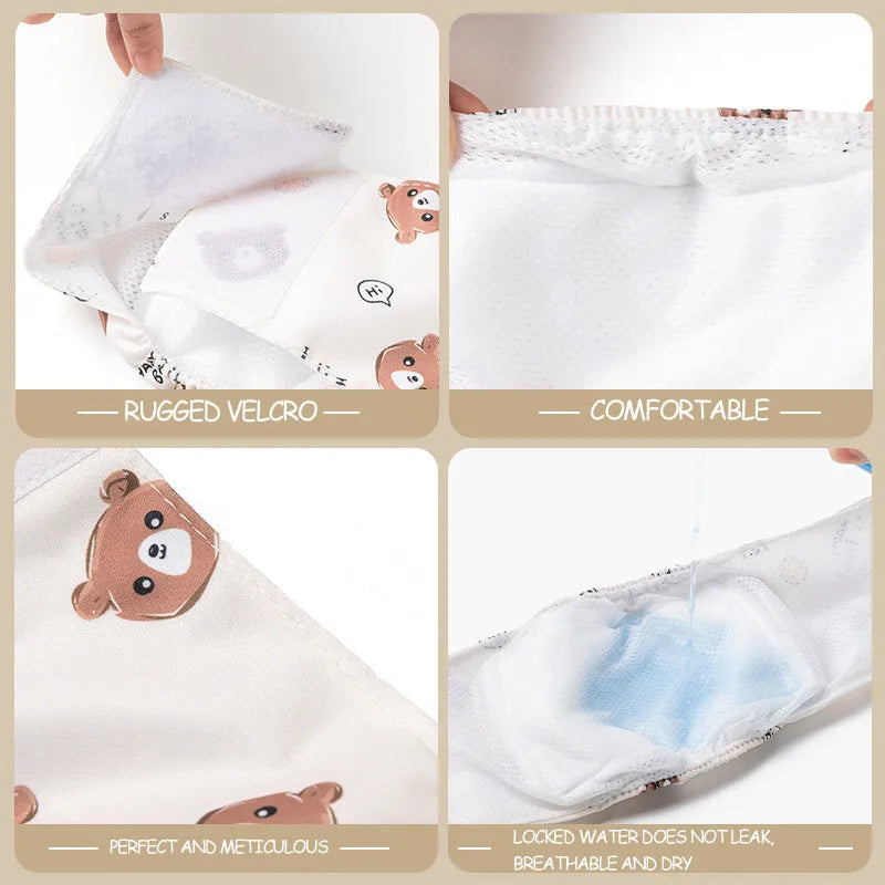 Reusable dog sanitary pant in cartoon print with fastener tape and elastic waistband for male dogs