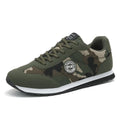 Men's and women's camouflage pattern low-top suede running shoes with a foam sole.