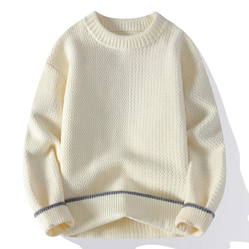 Men's loose pullover sweater round neck long sleeve chemical fibre blend autumn casual wear