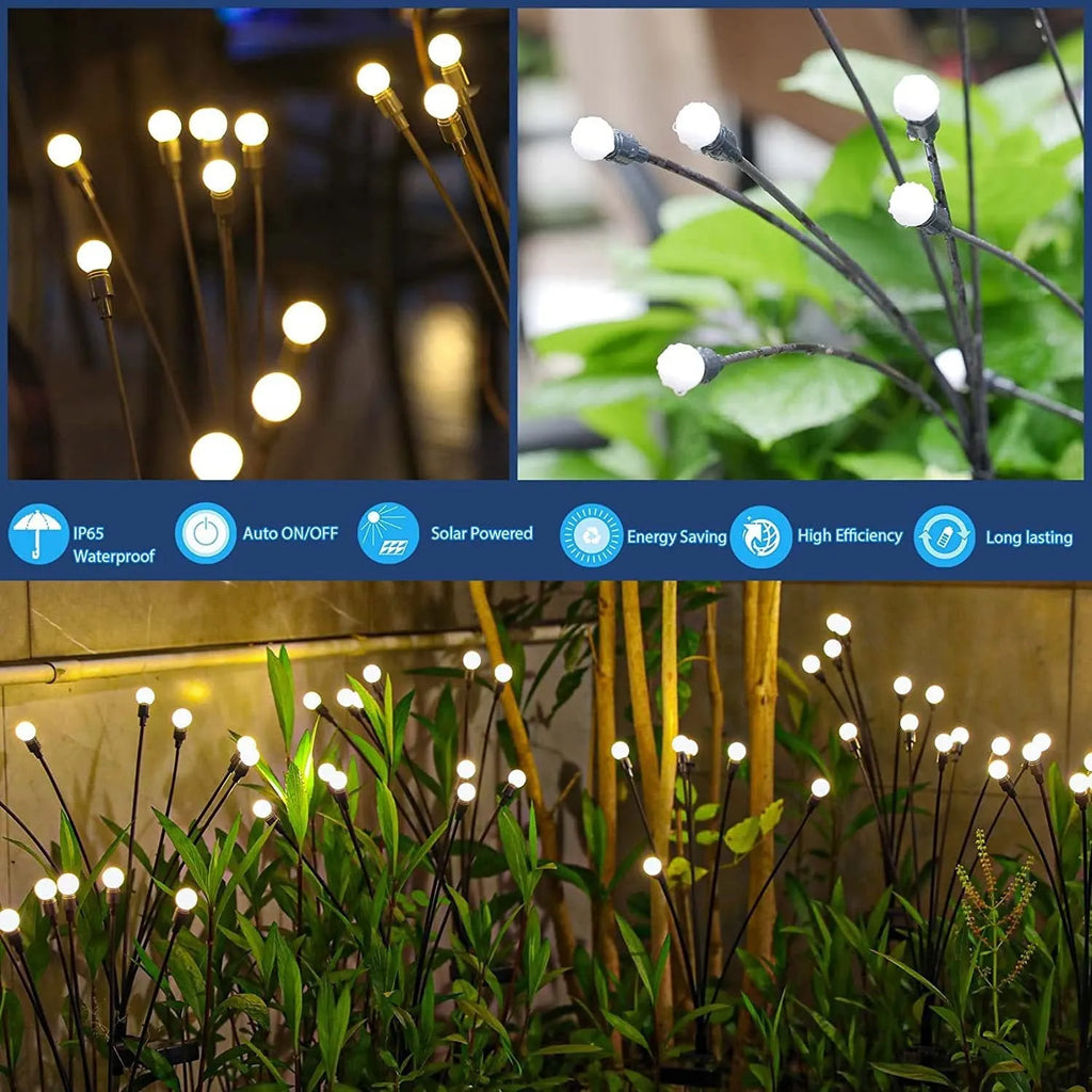 Solar-powered LED ground spike garden light with multiple head cluster options