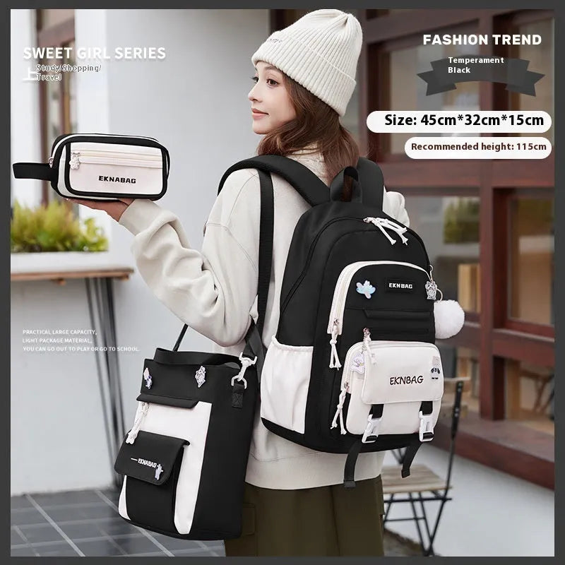 Girls waterproof school backpack in multiple colours with curved shoulder straps