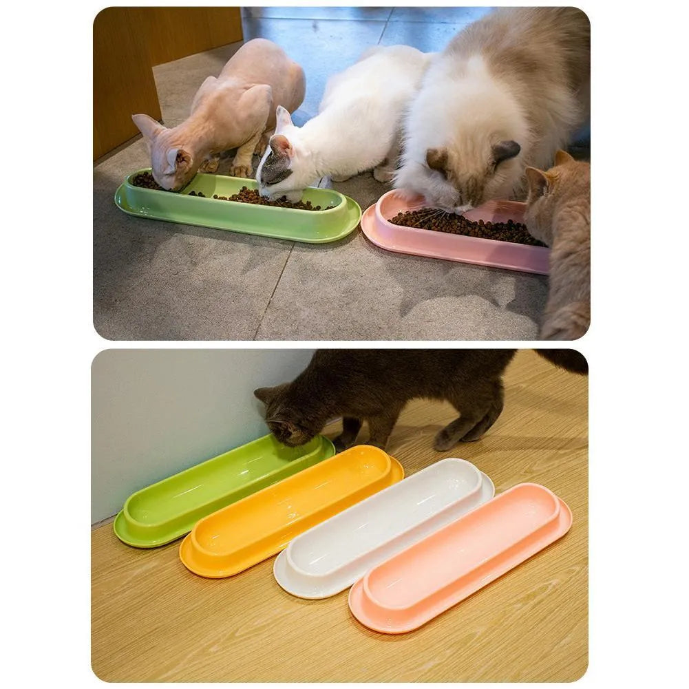 Leakproof pet bowl feeder set for cats and dogs in green pink and yellow colours