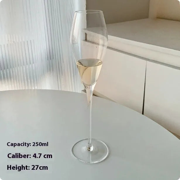 French goodlooking goblet champagne glass in crystal tulip style made from glass