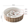 Ceramic slow feeder dog bowl for medium large dogs in blue non-slip anti-choking design