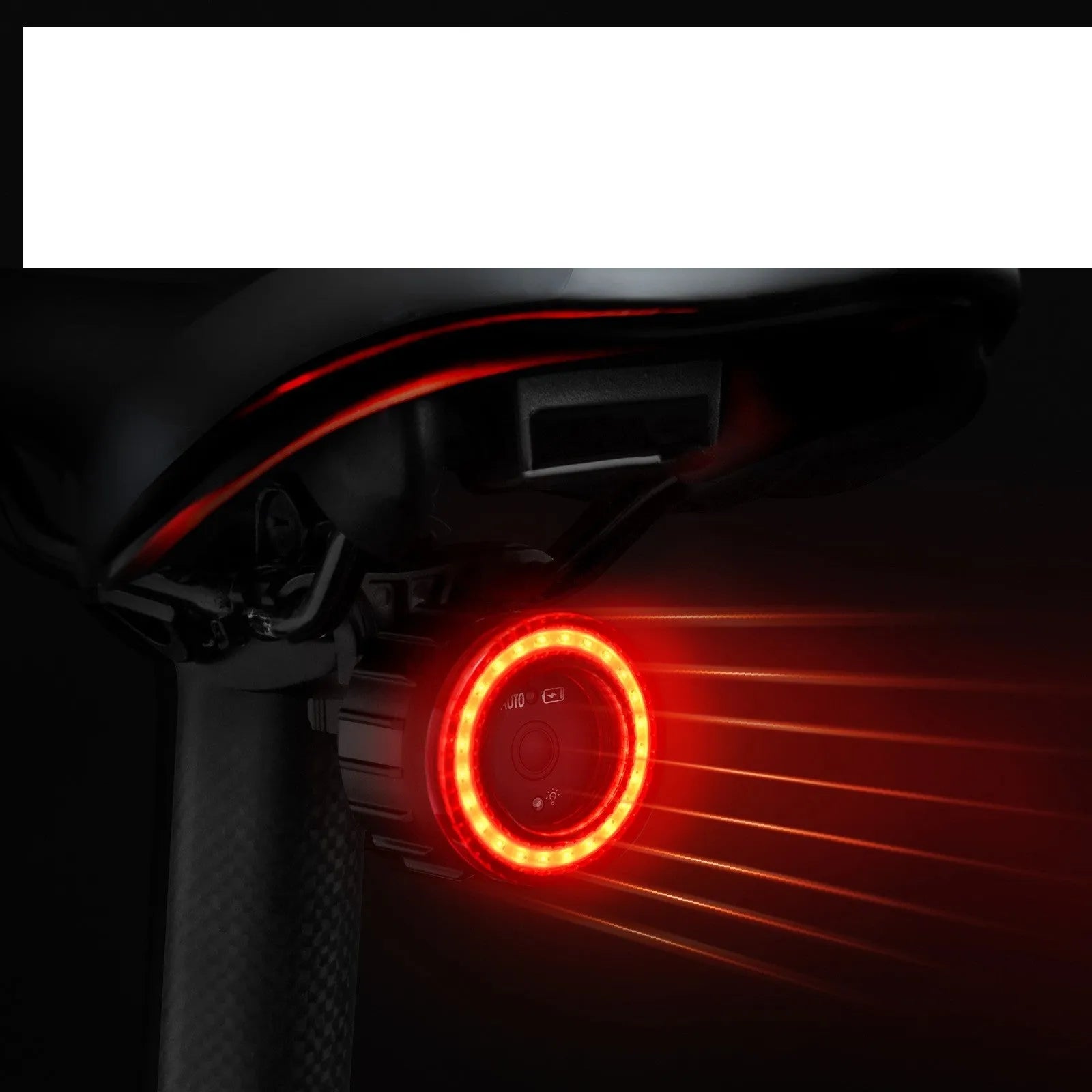 Black aluminium alloy intelligent induction brake bicycle taillight with seat tube mounting bracket