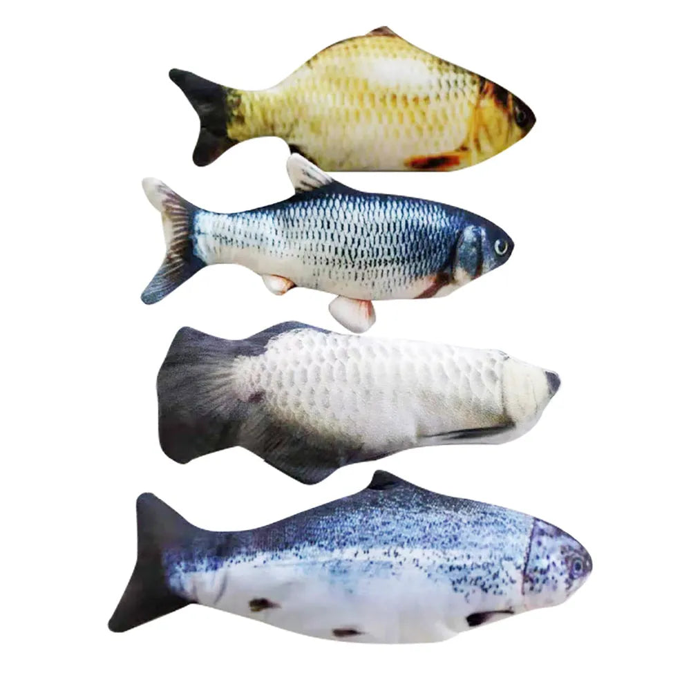 Electronic jumping fish cat toy with USB charging cable, multicolour options
