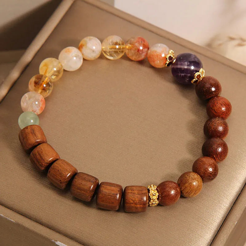 Yellow tower crystal amethyst bracelet with pearl rhinestone pastoral sequins for women